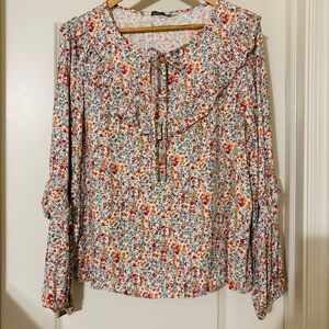EUC - Ruffle Floral Blouse